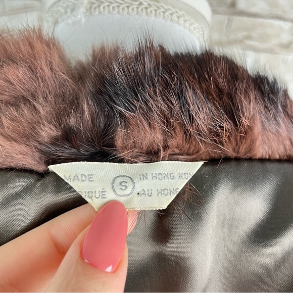 Real fur brown winter Coat Jacket large rabbit women’s - Picture 4 of 12
